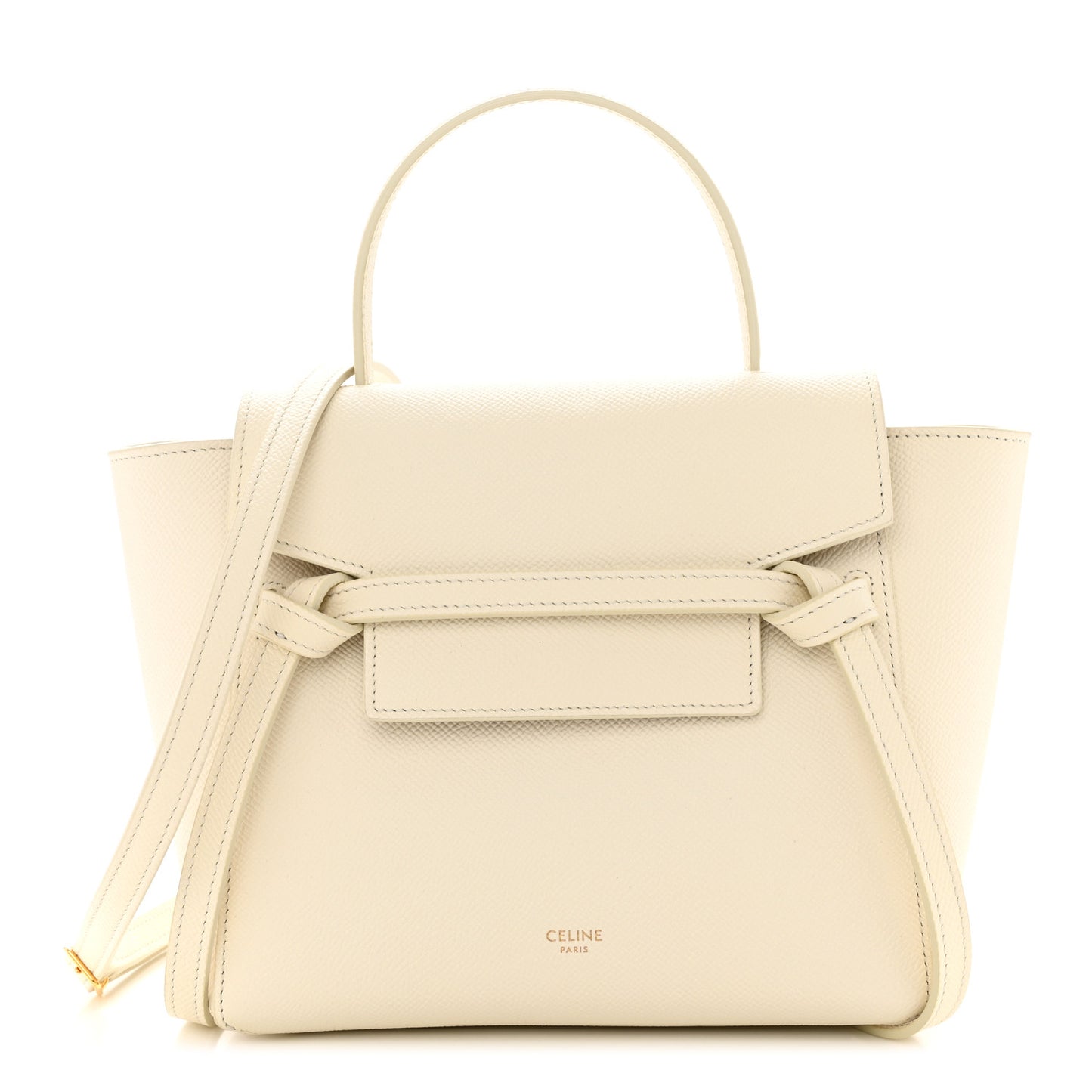 Grained Calfskin Nano Belt Bag White