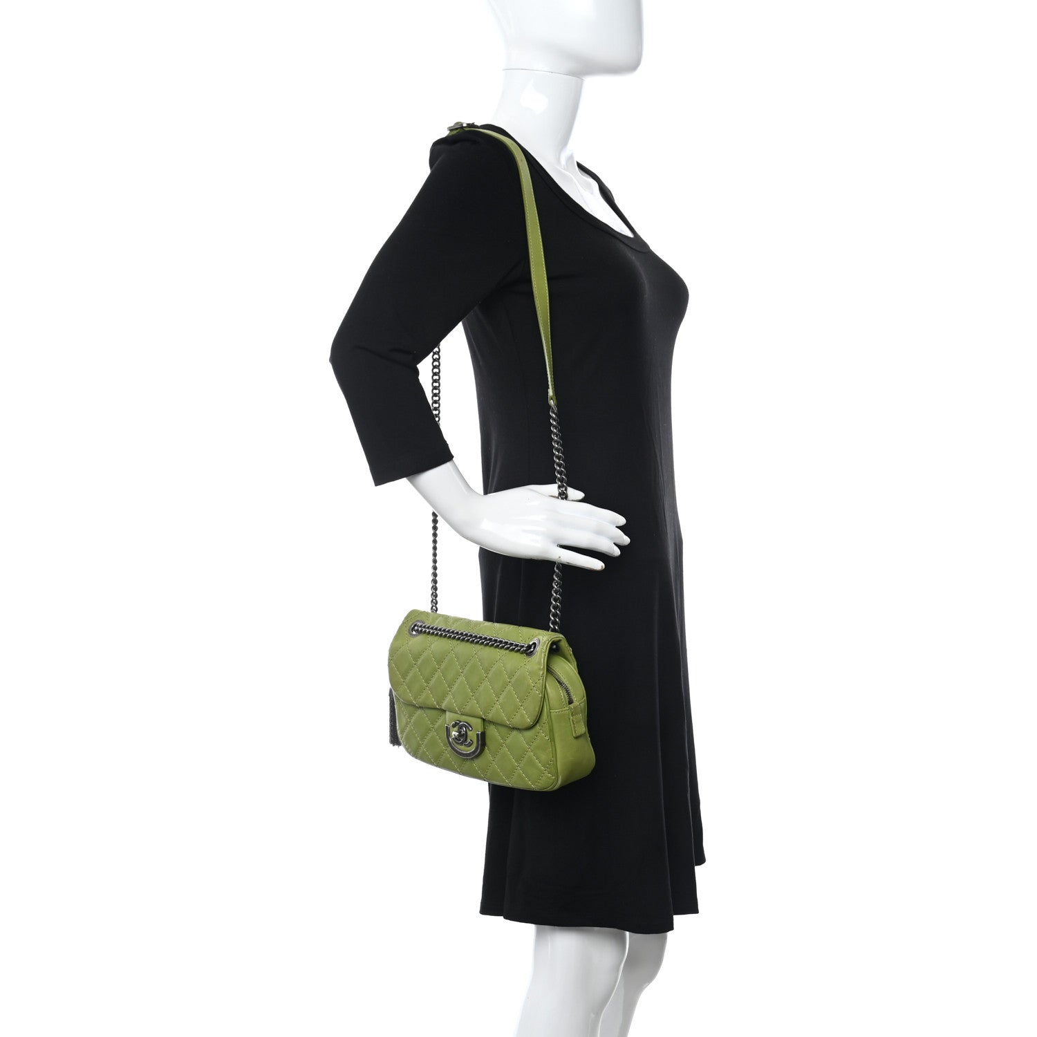 Chanel Calfskin Quilted Medium Coco Sporran Flap Green 2 of 10