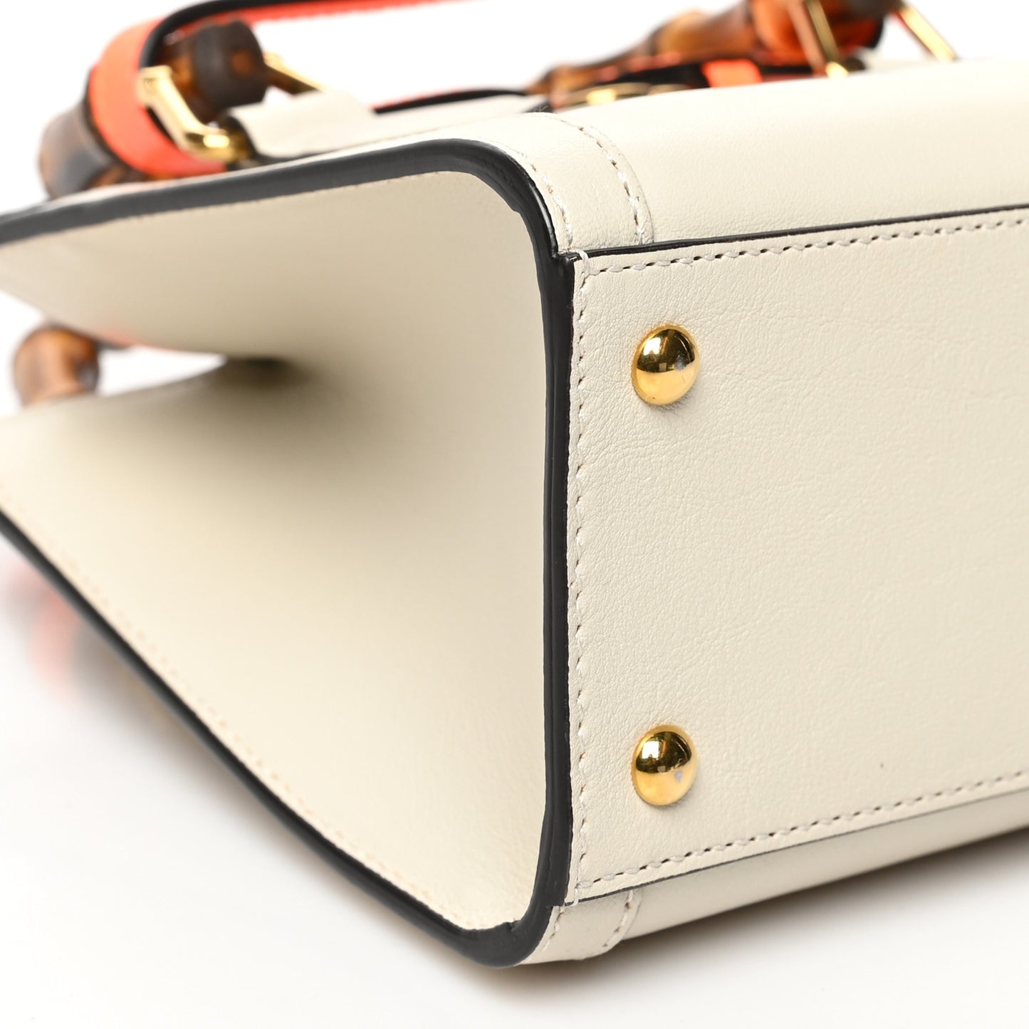 Wonka Grain Calfskin Mini Diana Tote Bag Mystic White Orange Fluo