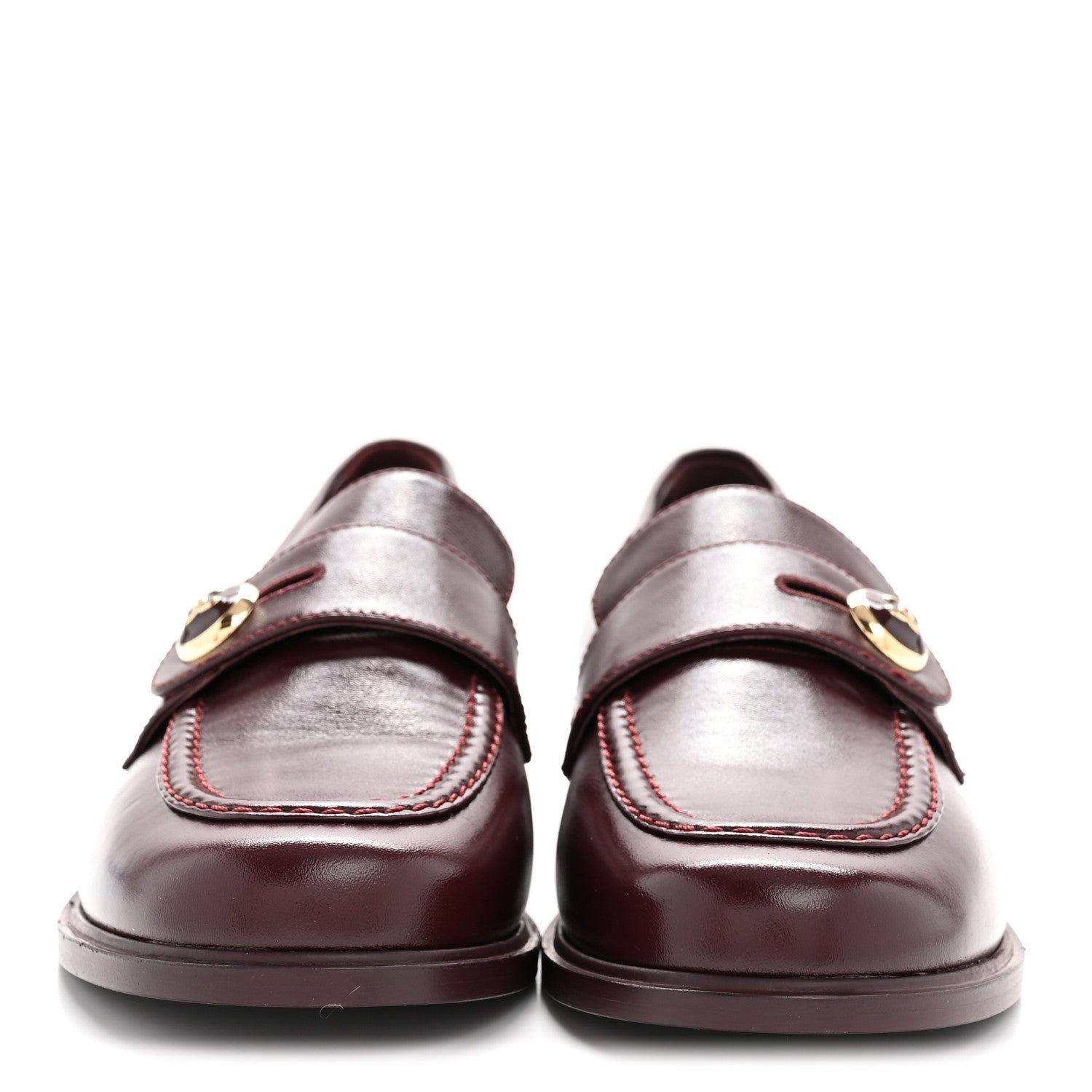 Chanel Shiny Calfskin CC Mocassin Loafers 39 Burgundy 5 of 18