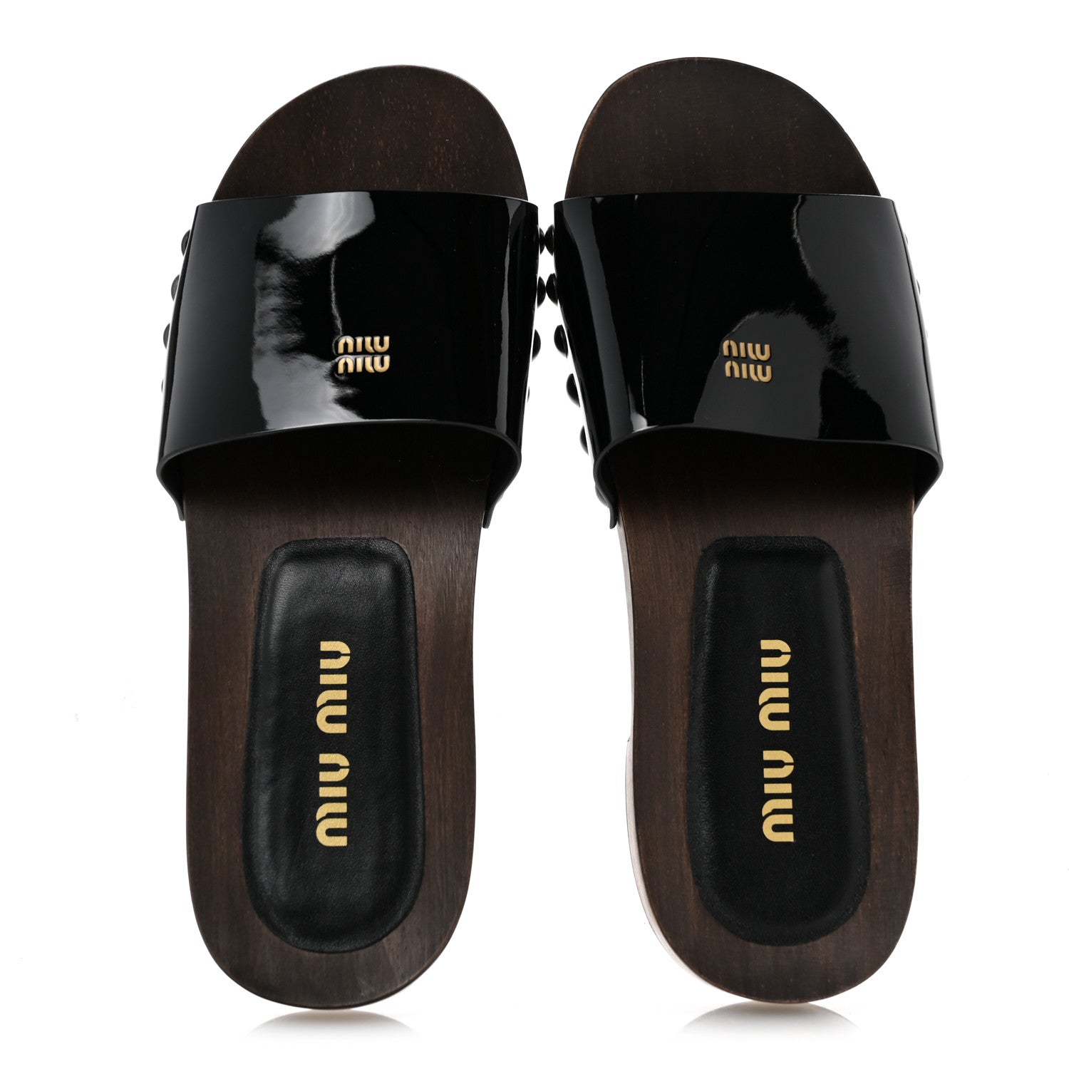 Miu Miu Patent Logo Slide Clogs 36 Black 2 of 9