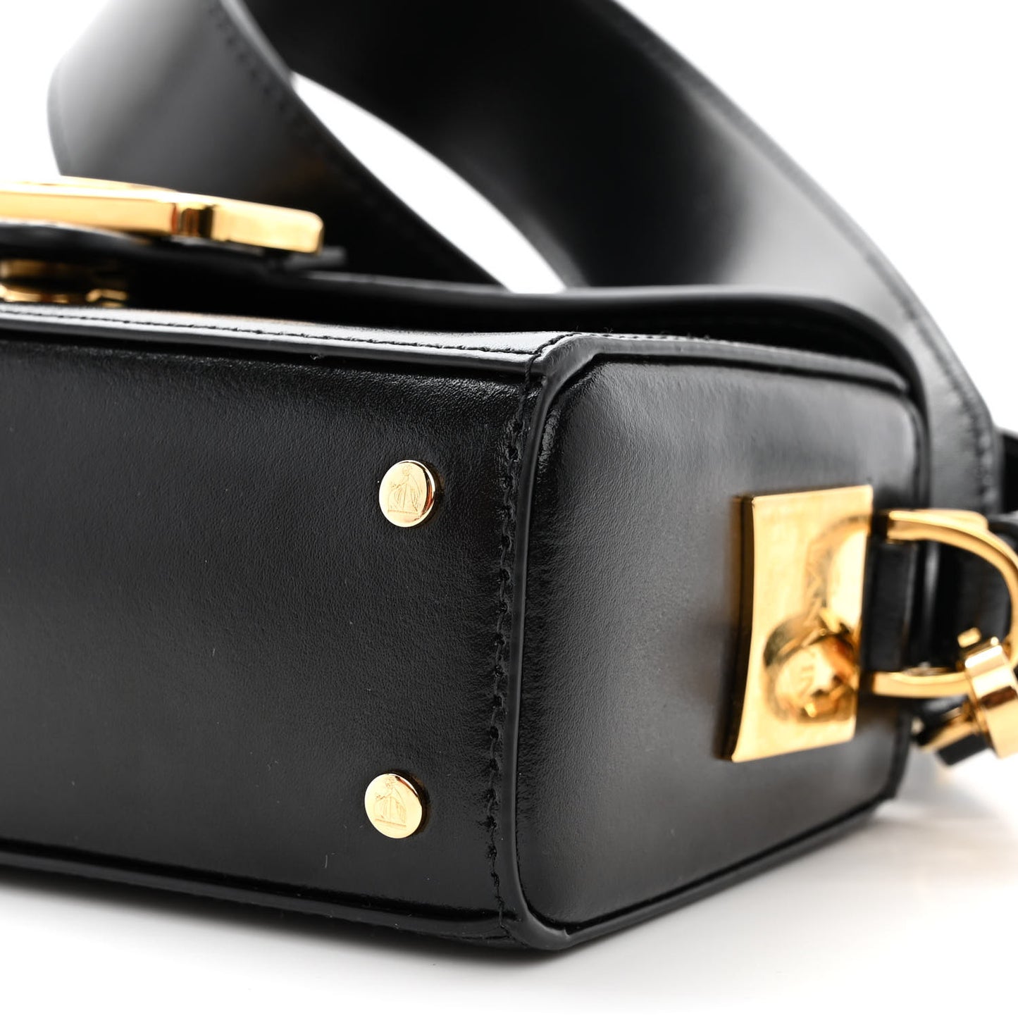 Shiny Calfskin Nano Pencil Bag Black