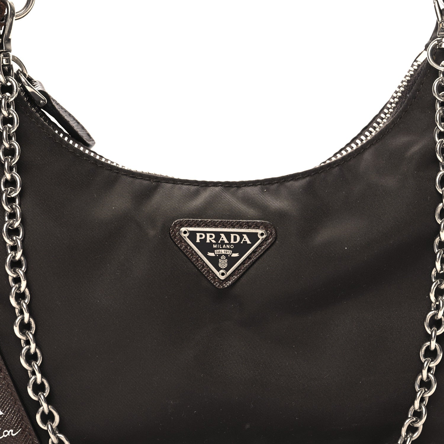Prada Tessuto Nylon Saffiano Re-Edition 2005 Shoulder Bag Cacao 7 of 10