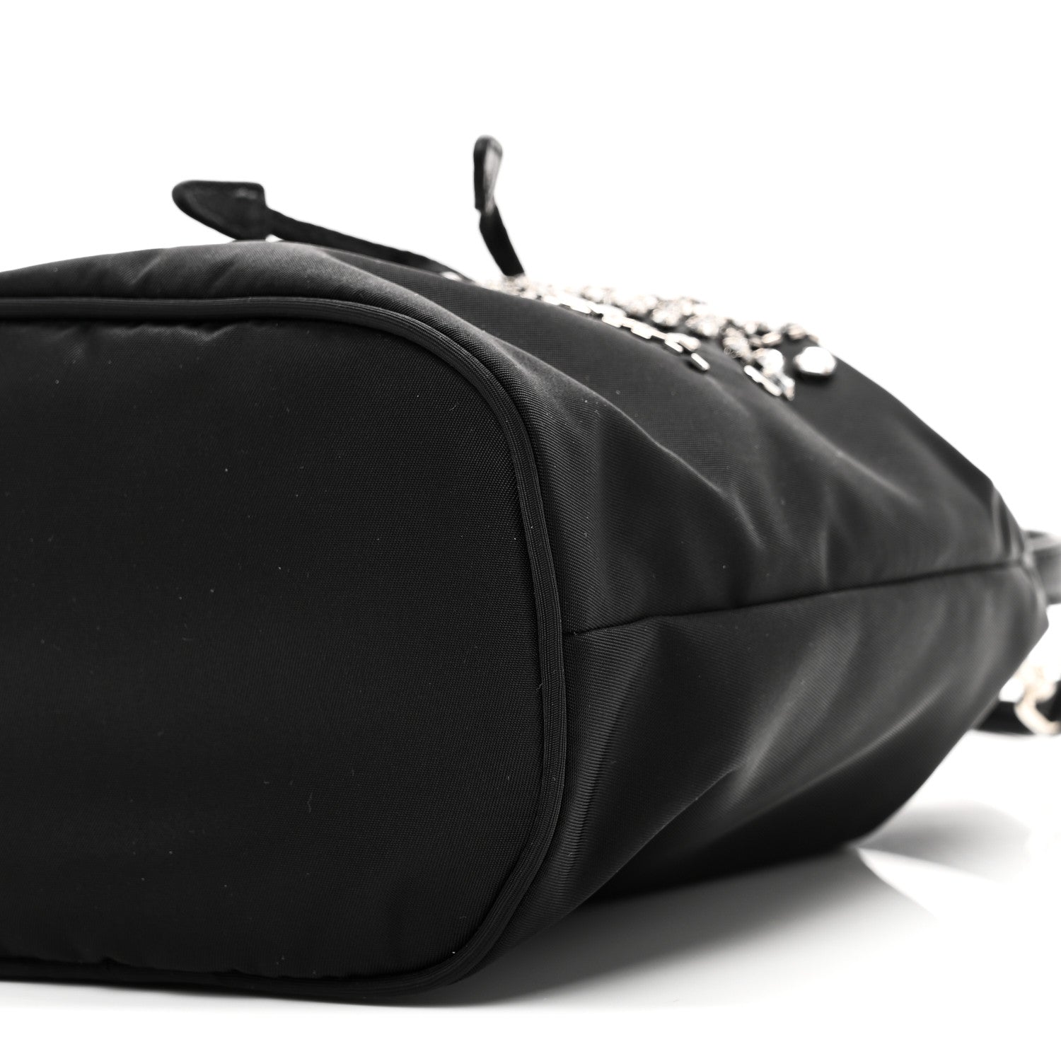 Prada Tessuto Saffiano Ricamo Sequin Crystal Embellished Mini Re-Edition 1978 Bucket Bag Black 9 of 10