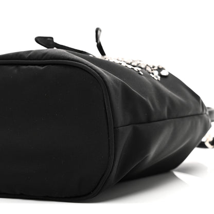 Prada Tessuto Saffiano Ricamo Sequin Crystal Embellished Mini Re-Edition 1978 Bucket Bag Black 9 of 10