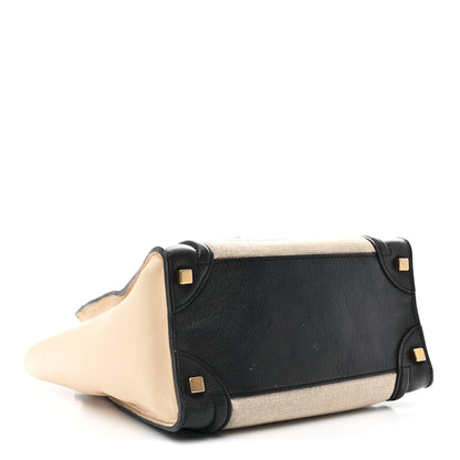 Celine Canvas Smooth Calfskin Micro Tri-Color Luggage Natural Black Tan 3 of 13