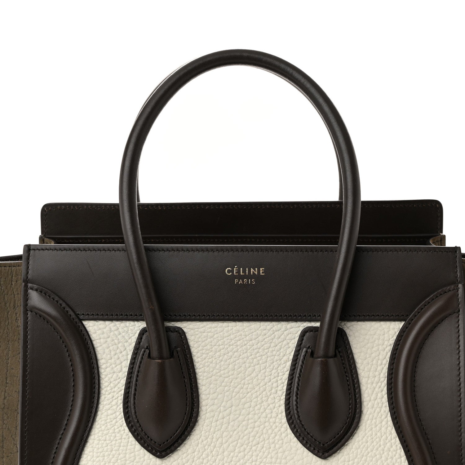 Celine Bullhide Calfskin Nubuck Micro Tri-Color Luggage White Khaki 5 of 9