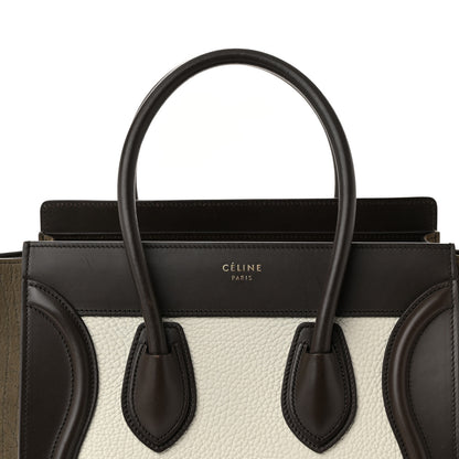 Celine Bullhide Calfskin Nubuck Micro Tri-Color Luggage White Khaki 5 of 9