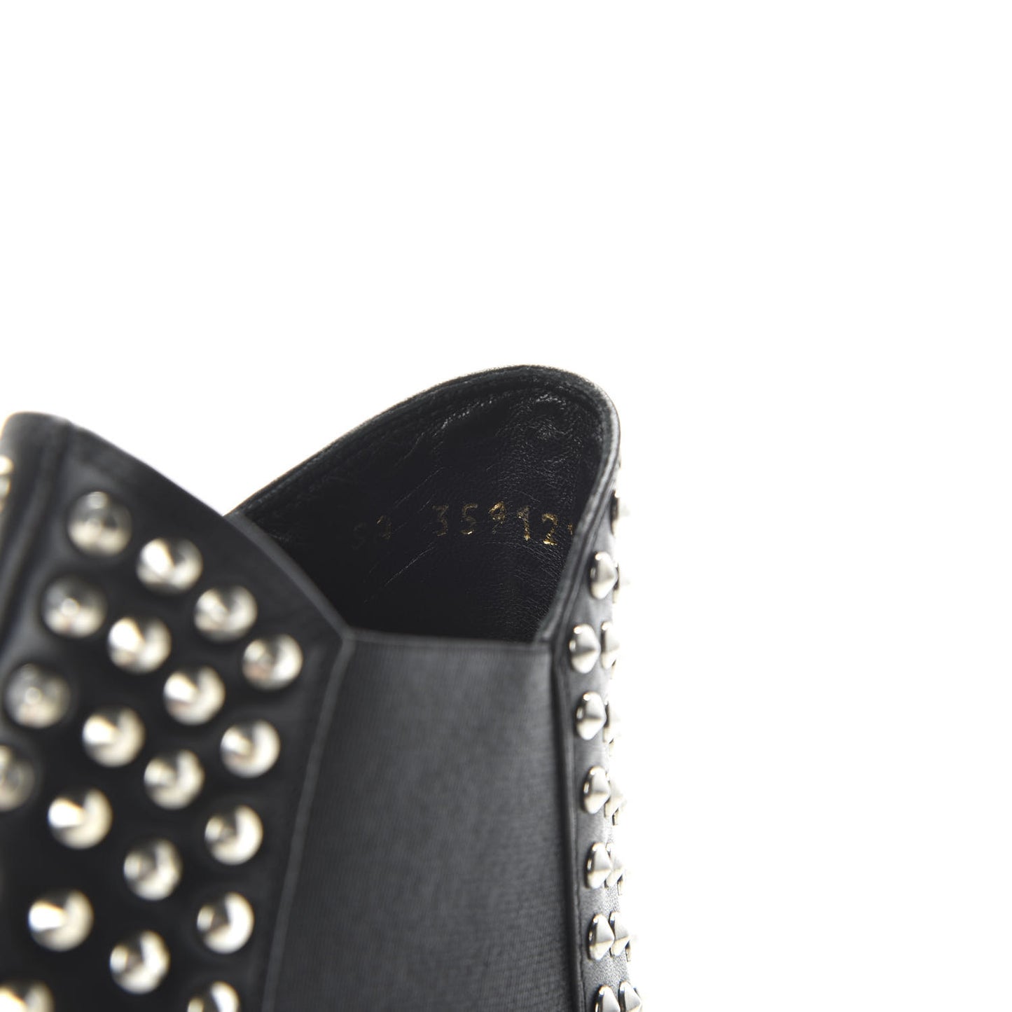 Calfskin Studded Ankle Booties 35.5 Black