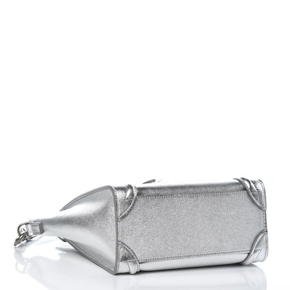Celine Laminated Lambskin Nano Luggage Silver 3 of 7