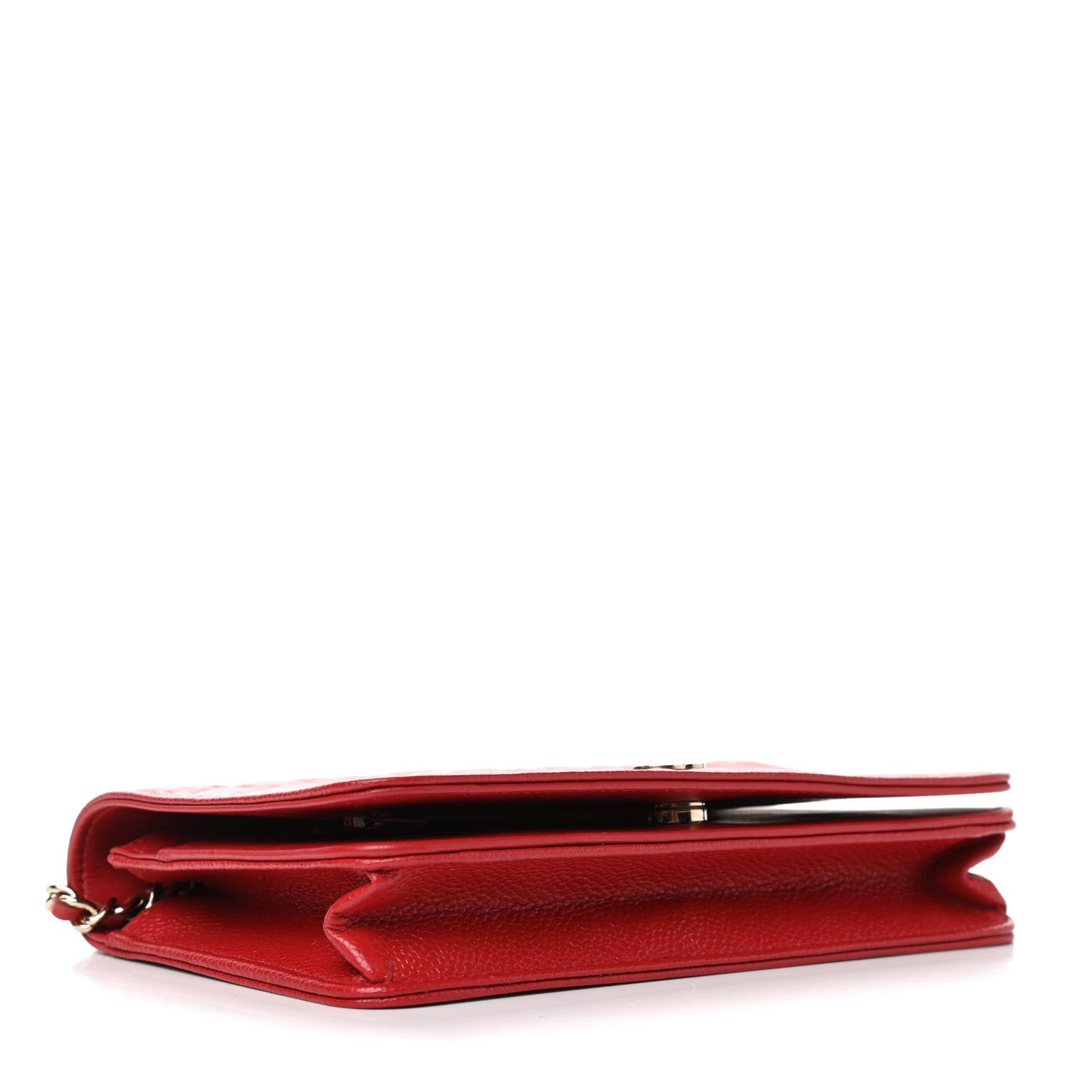 Chanel Caviar Camellia Embossed Wallet On Chain WOC Red 3 of 4