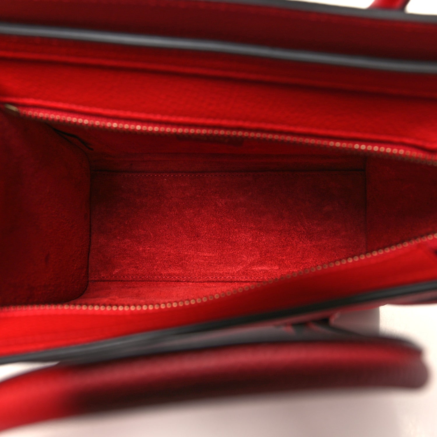 Celine Drummed Calfskin Nano Luggage Vermillion 5 of 10