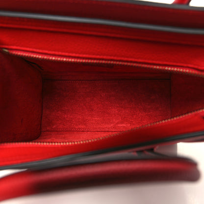 Celine Drummed Calfskin Nano Luggage Vermillion 5 of 10