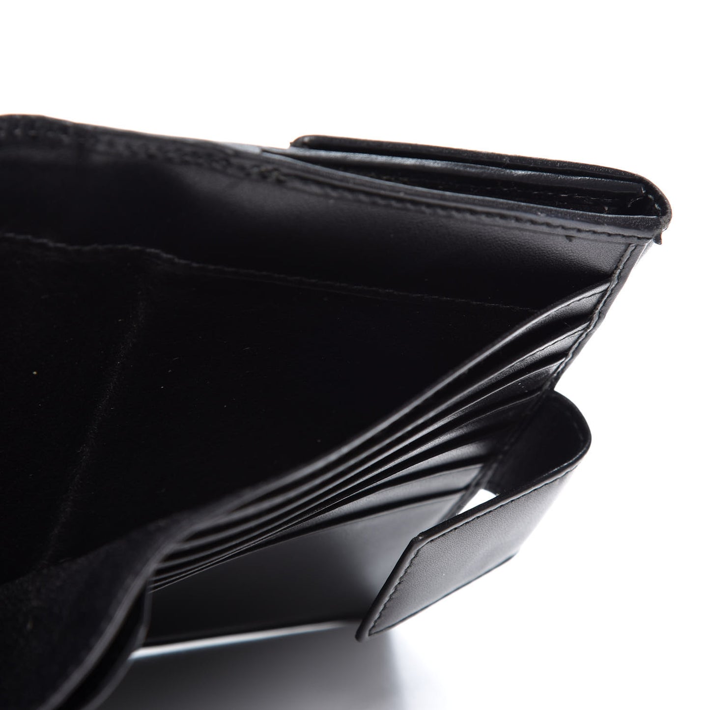 Calfskin Denim Monogram French Flap Wallet Black