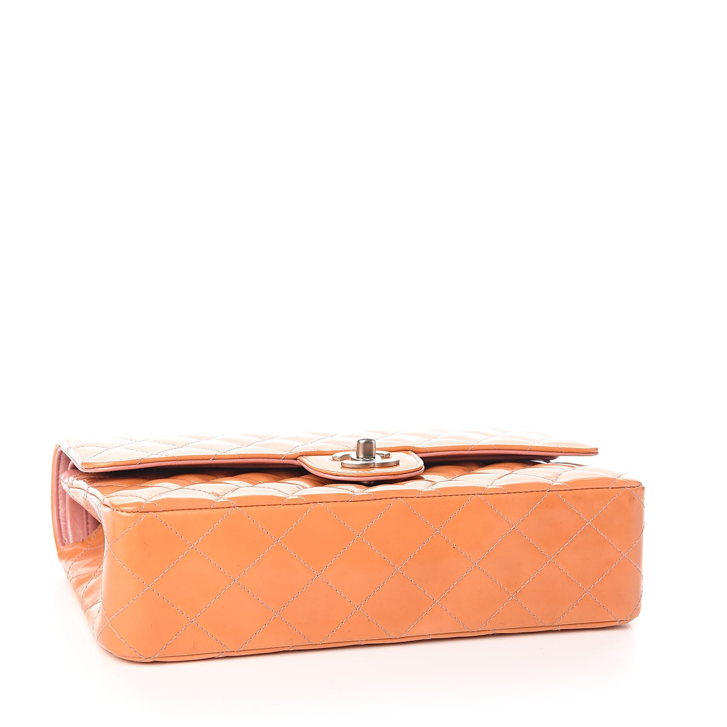 Chanel Patent Quilted Medium Double Flap Orange 4 of 16