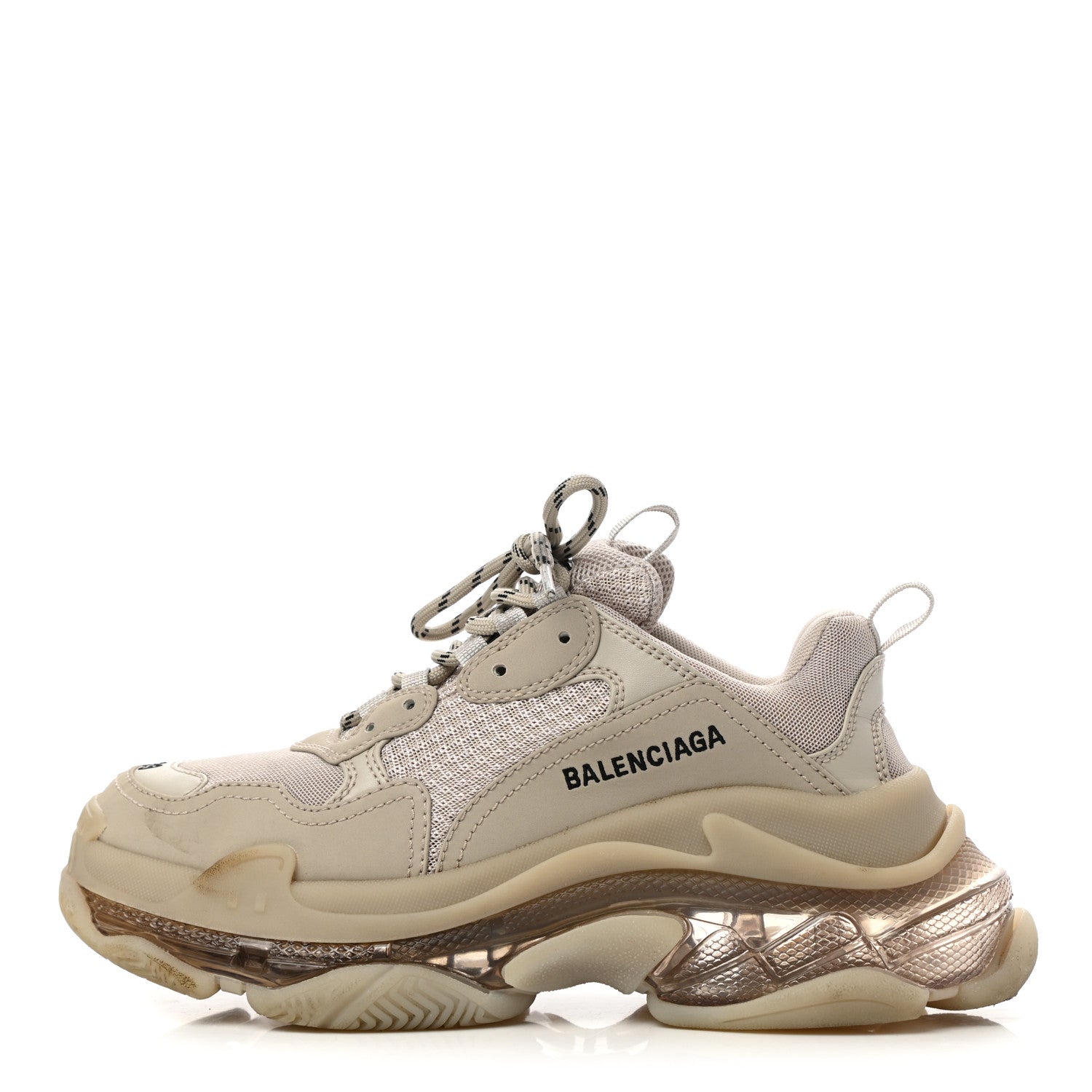 Balenciaga Fabric Mesh Clear Sole Womens Triple S Sneakers 39 Beige 1 of 12