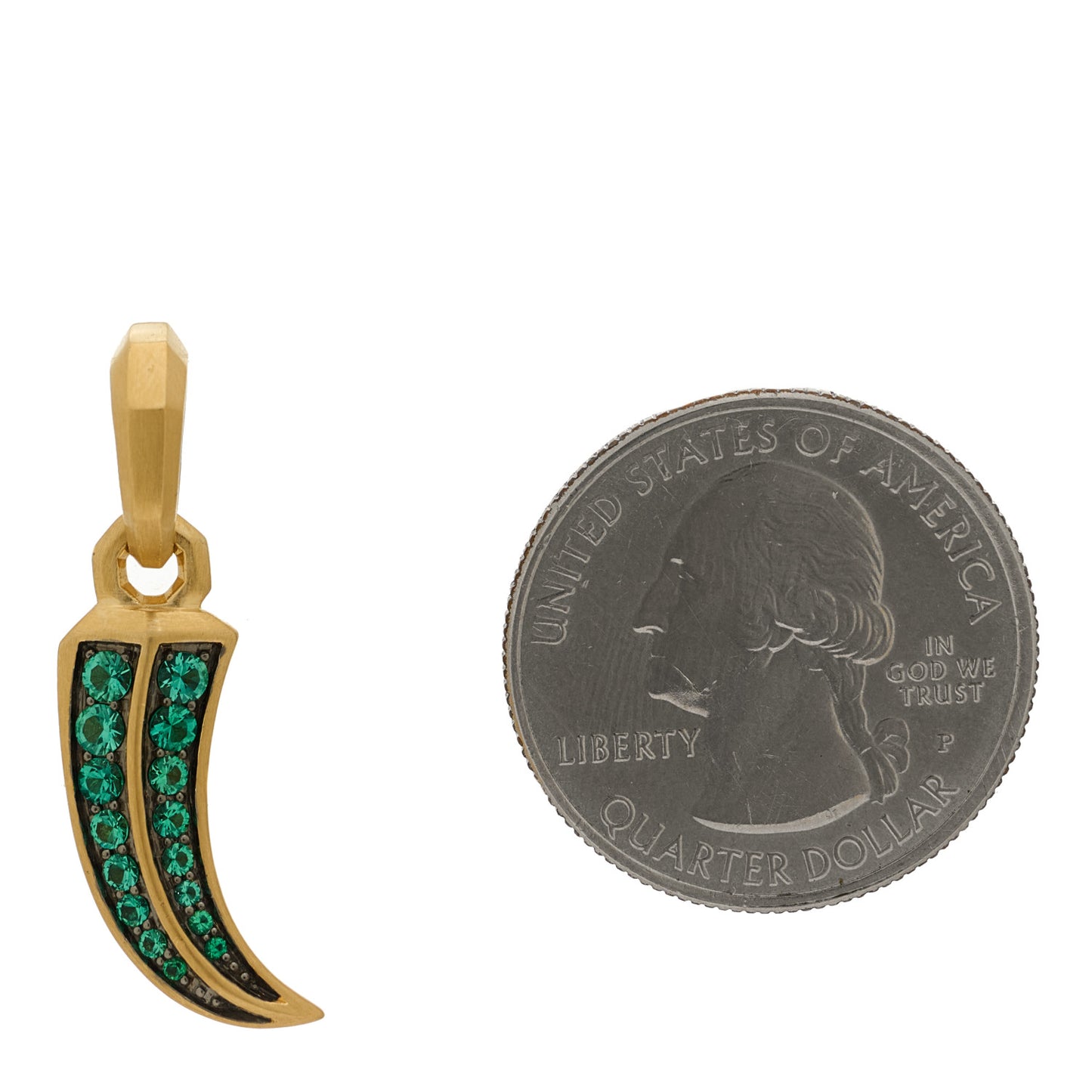 18K Yellow Gold Emerald Roman Claw Amulet Pendant