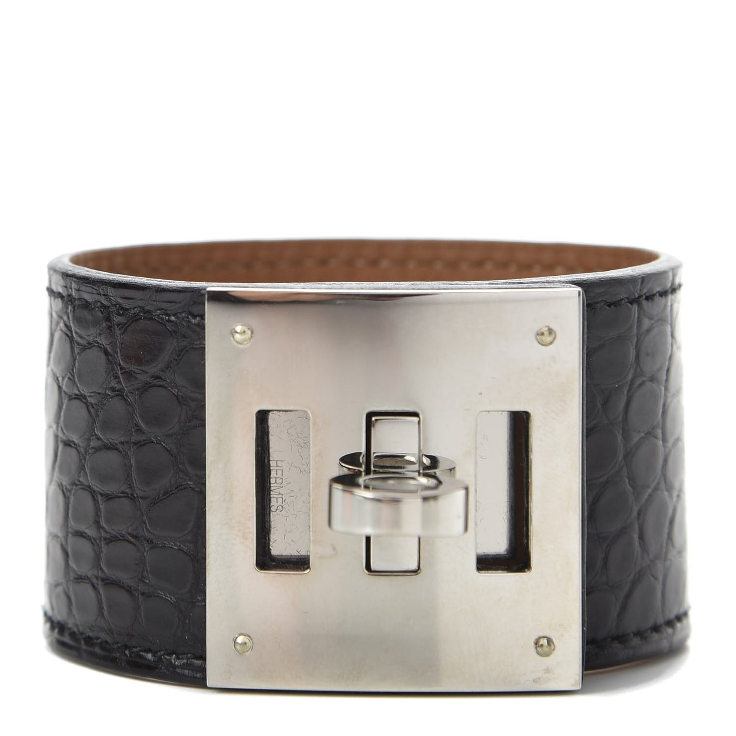 Matte Alligator Kelly Dog Cuff Black