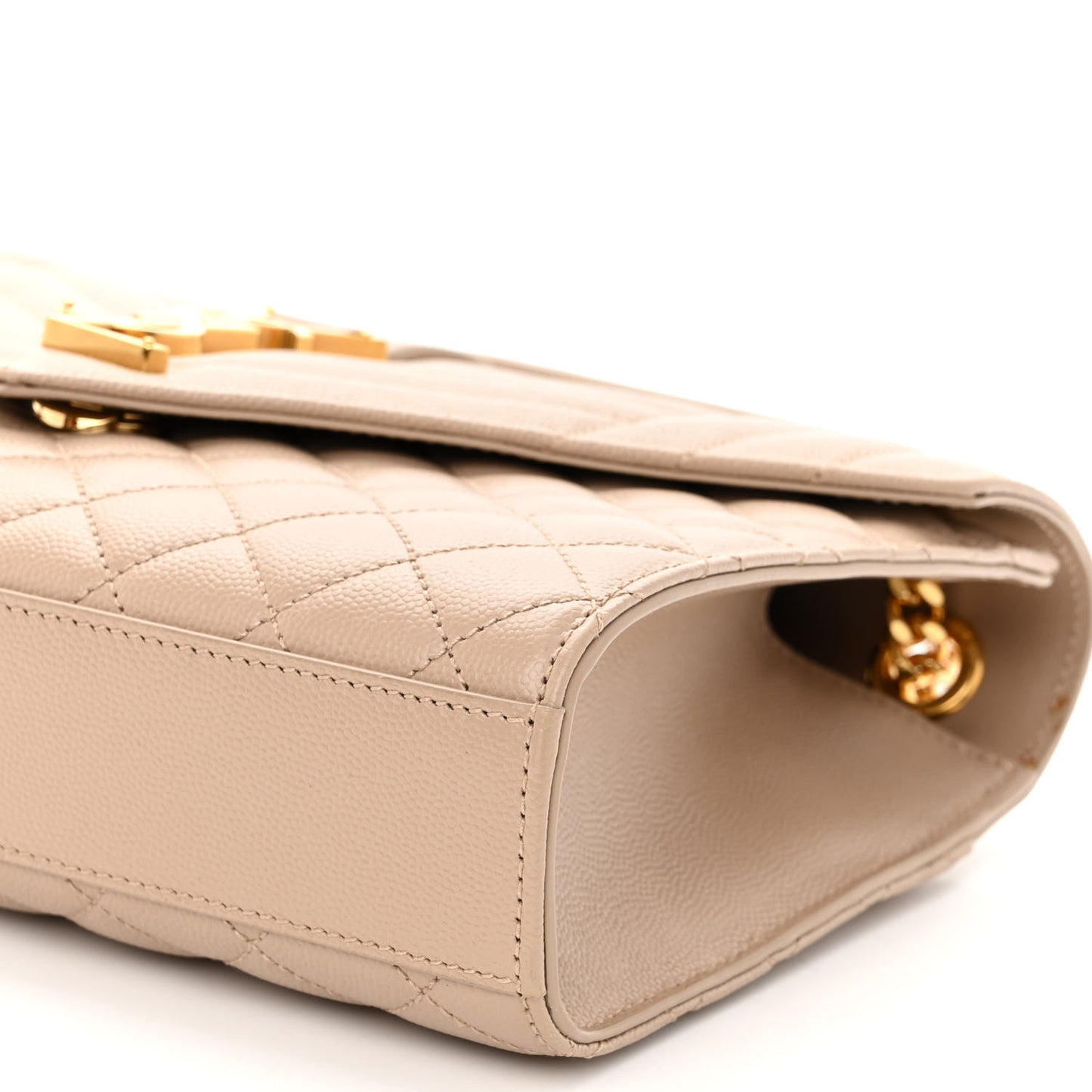 Grain De Poudre Textured Mixed Matelasse Medium Triquilt Monogram Satchel Dark Beige