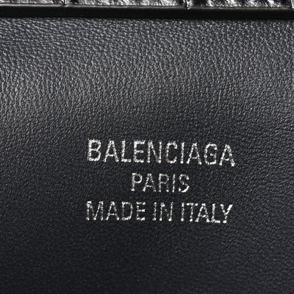 Balenciaga Metallized Calfskin Crocodile Embossed Mini Rodeo Top Handle Handbag Gunmetal 6 of 10