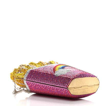 Judith Leiber Crystal Fries Rainbow Minaudiere Clutch Pink 4 of 9