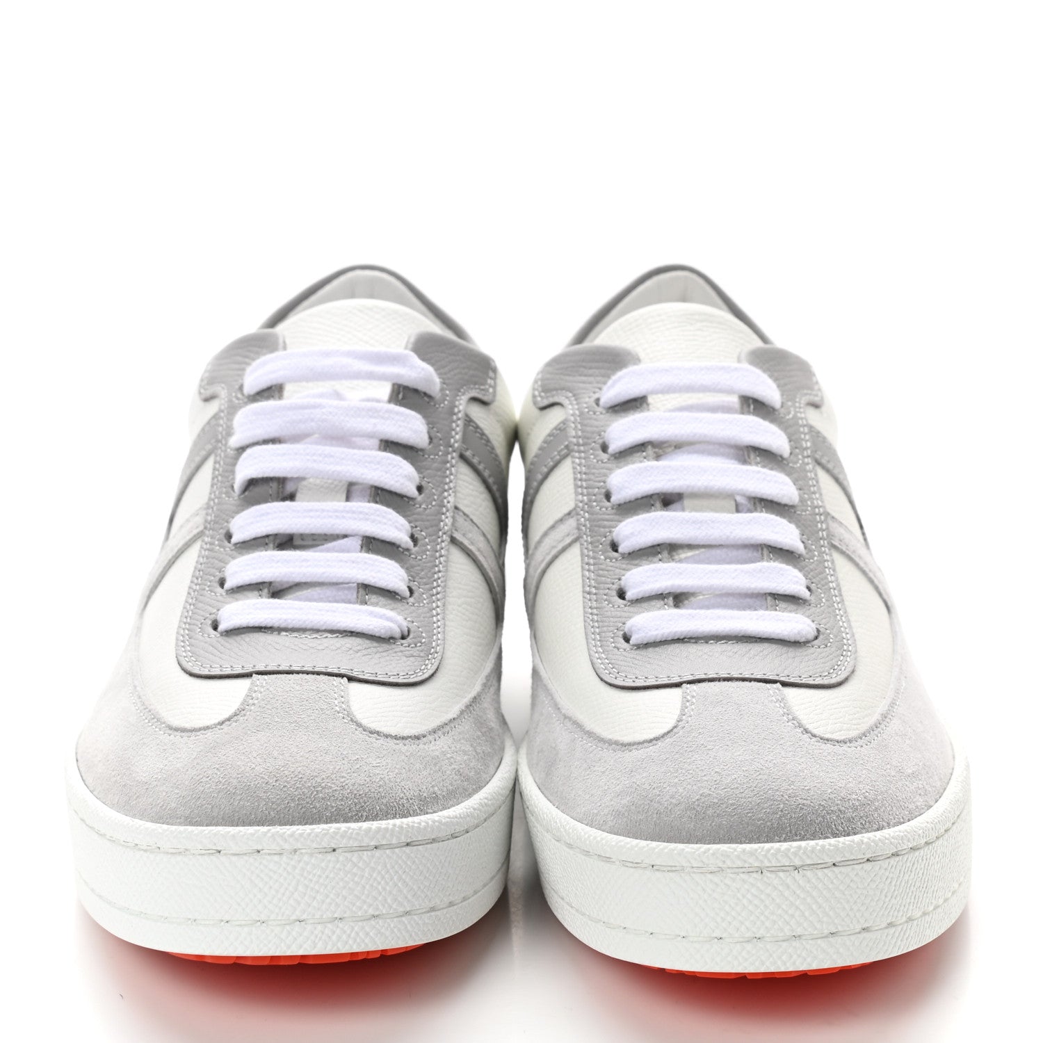 Hermes Epsom Suede Boomerang Sneakers 35.5 White Gris 2 of 8