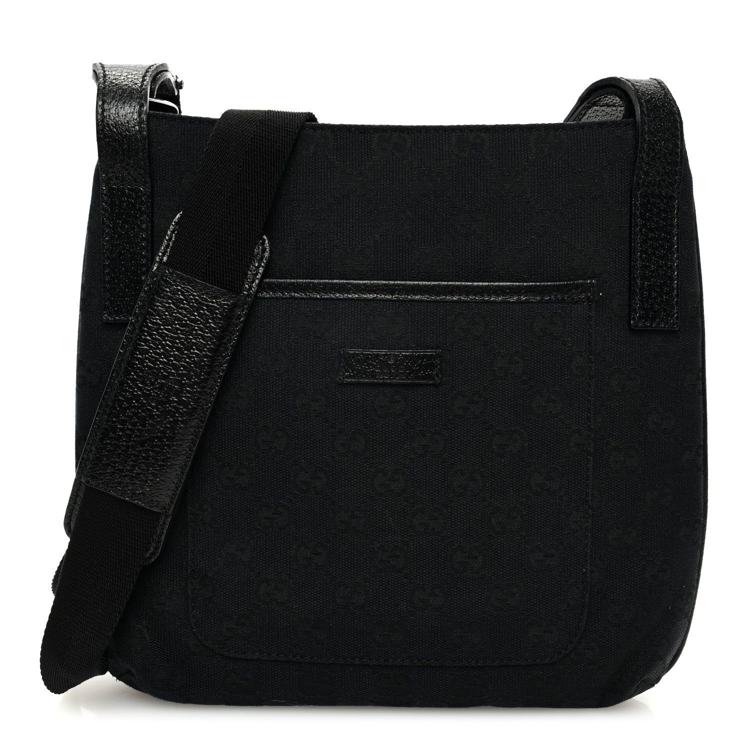 Gucci Monogram Flat Messenger Bag Black 1 of 10