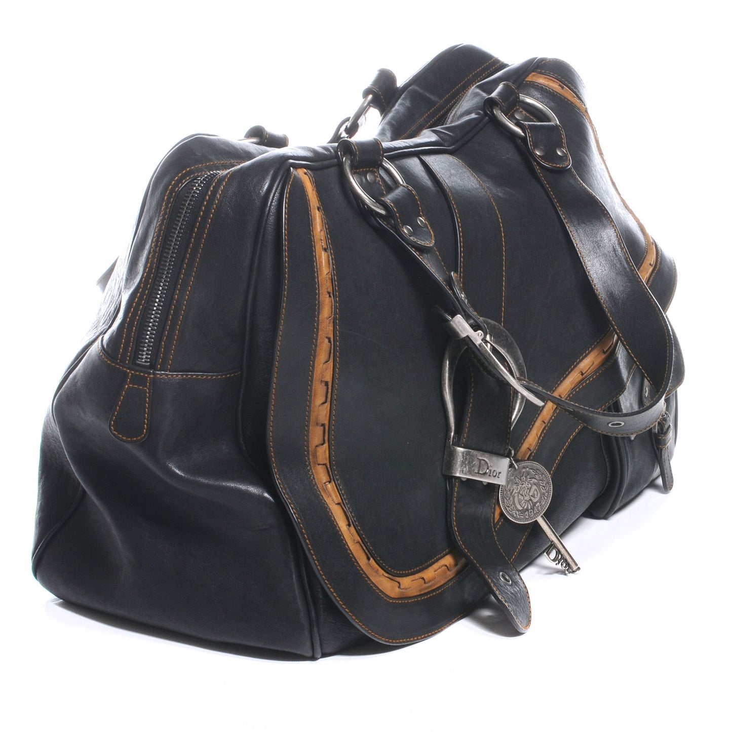 Leather XL Gaucho Zipped Tote Black