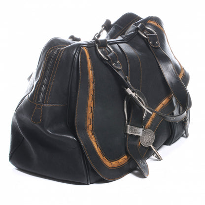 Christian Dior Leather XL Gaucho Zipped Tote Black 4 of 7