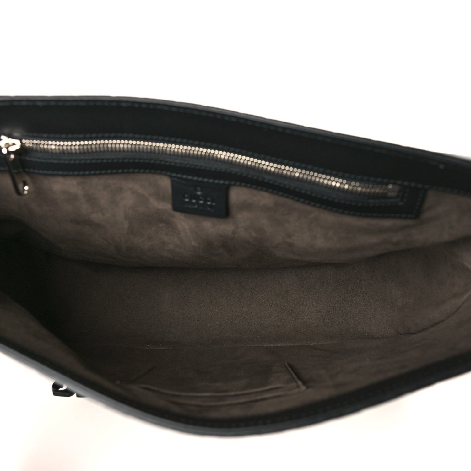 Gucci Guccissima Signature Medium Double Buckle Flap Messenger Bag Black 5 of 9