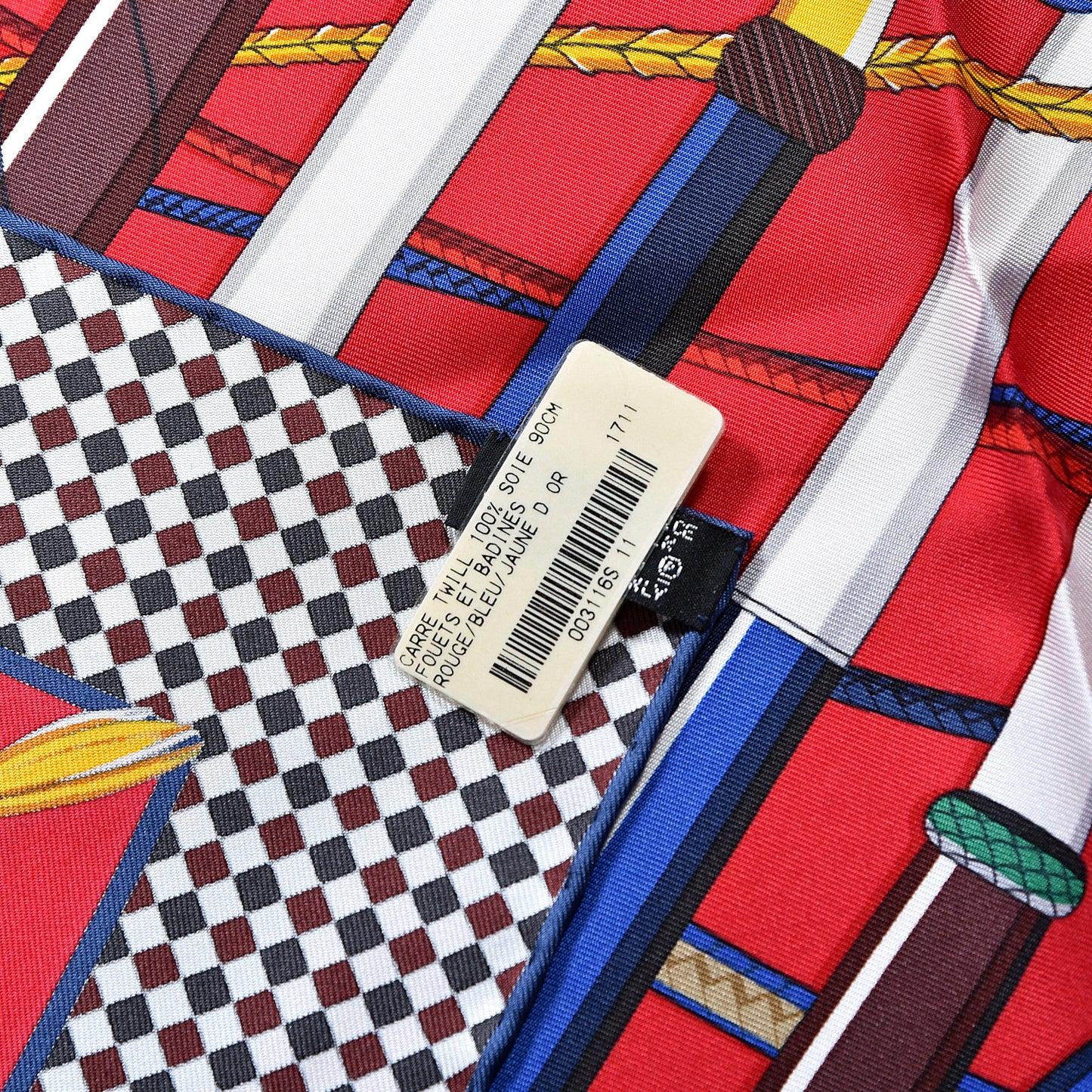 Silk Fouets et Badines Scarf 90 Rouge Bleu Jaune D'Or
