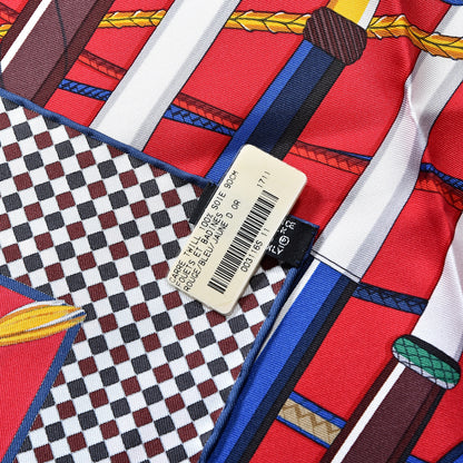 Hermes Silk Fouets et Badines Scarf 90 Rouge Bleu Jaune D'Or 5 of 5