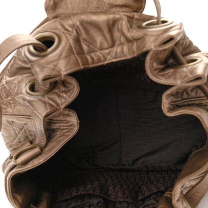 Christian Dior Metallic Lambskin Drawstring Cannage Flap Bag Bronze 5 of 10