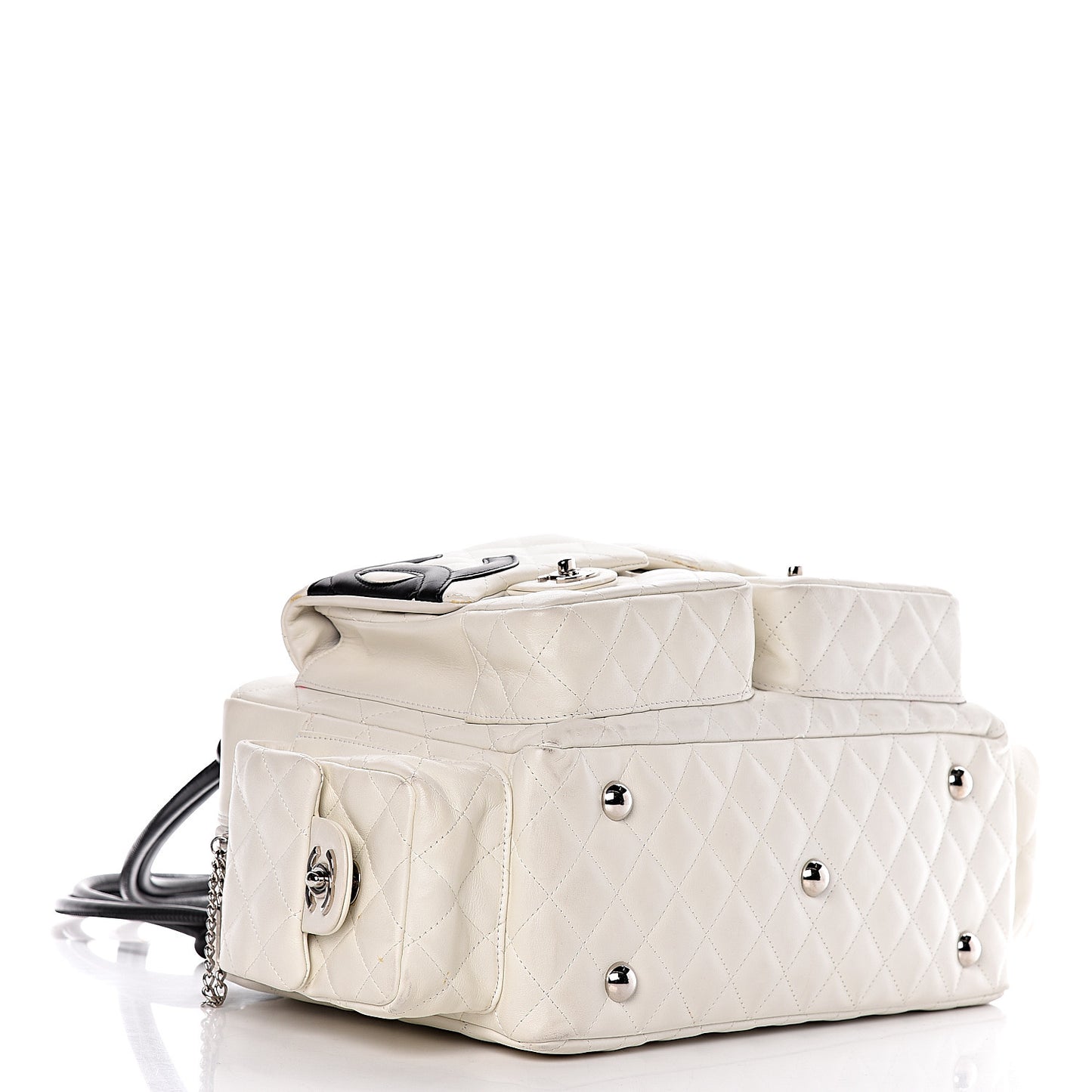 Calfskin Quilted Large Cambon Multipocket Reporter White