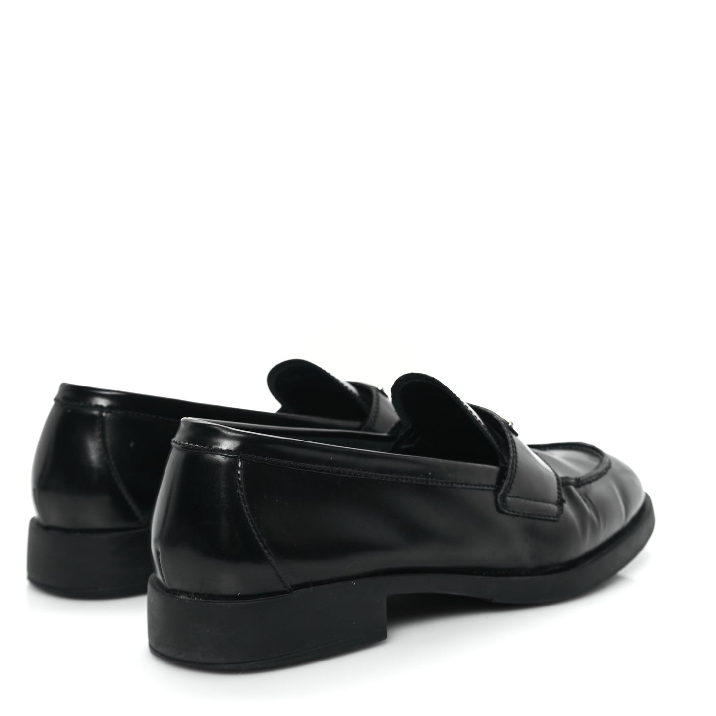 Spazzolato Metal Triangle Logo 20mm Loafers 39.5 Black