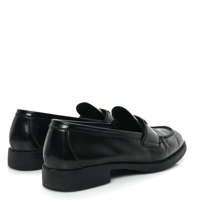 Prada Spazzolato Metal Triangle Logo 20mm Loafers 39.5 Black 5 of 11