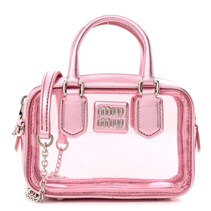 Miu Miu Metallic Nappa Plexi Vinyl Mini Top Handle Crossbody Rosa Mordore 1 of 10