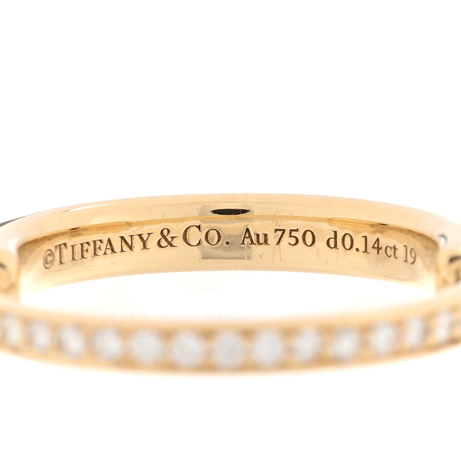 Tiffany 18K Yellow Gold Diamond Lock Ring 53 6.5 5 of 5