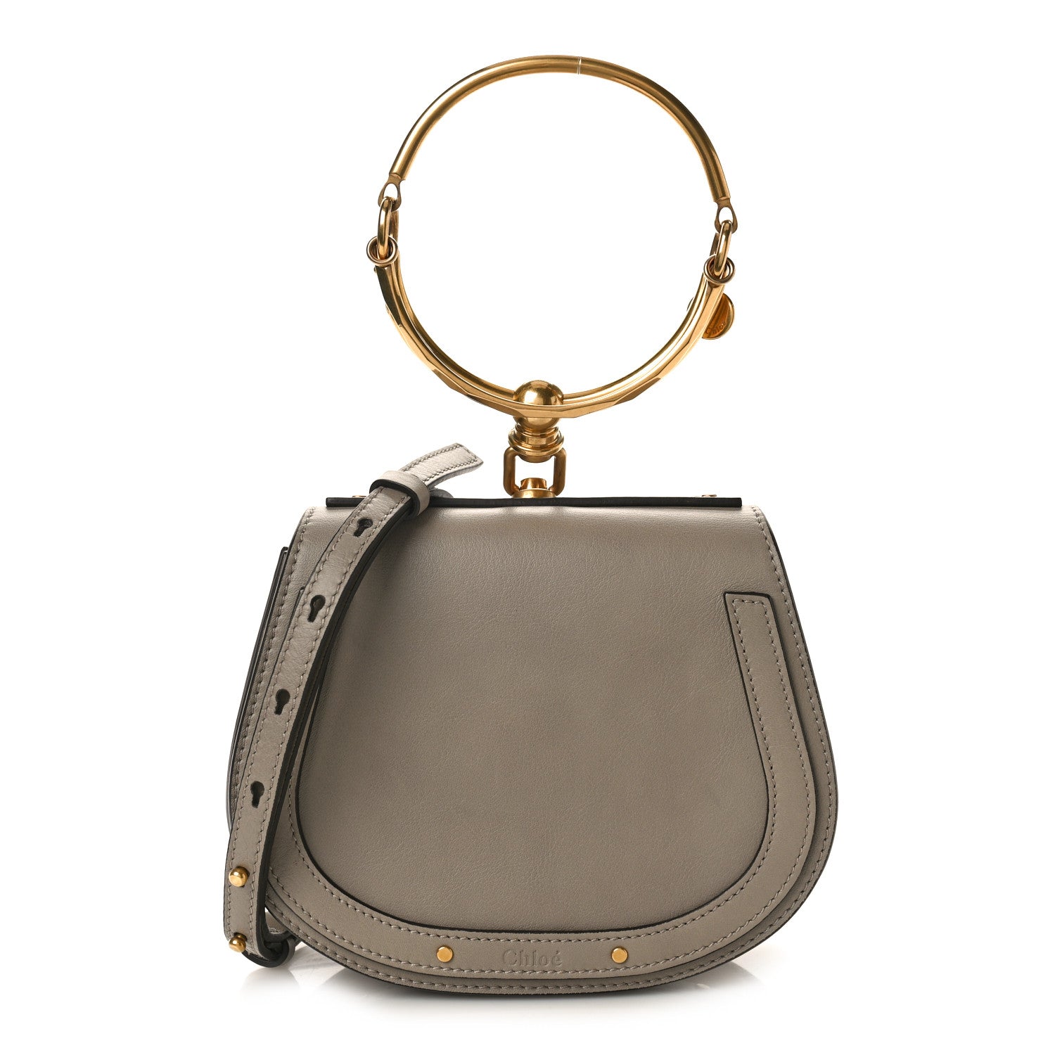 Chloe Calfskin Suede Small Nile Bracelet Bag Motty Grey 1 of 9
