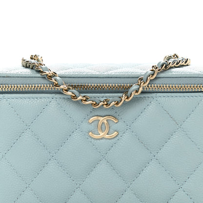 Chanel Caviar Quilted Small Tiny CC Vanity Case With Chain Light Blue 8 of 12