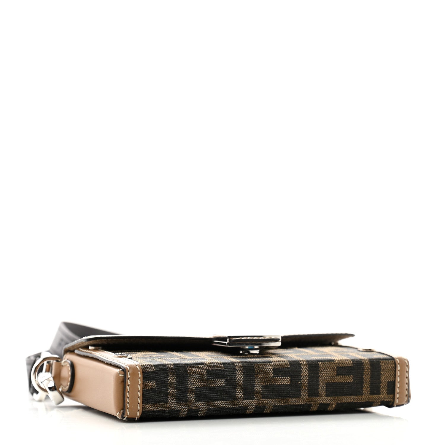 Fendi Recycled Fabric Jacquard Vitello King FF 1974 Baguette Soft Trunk Phone Pouch Tobacco Moro Sand 4 of 11