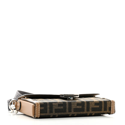 Fendi Recycled Fabric Jacquard Vitello King FF 1974 Baguette Soft Trunk Phone Pouch Tobacco Moro Sand 4 of 11