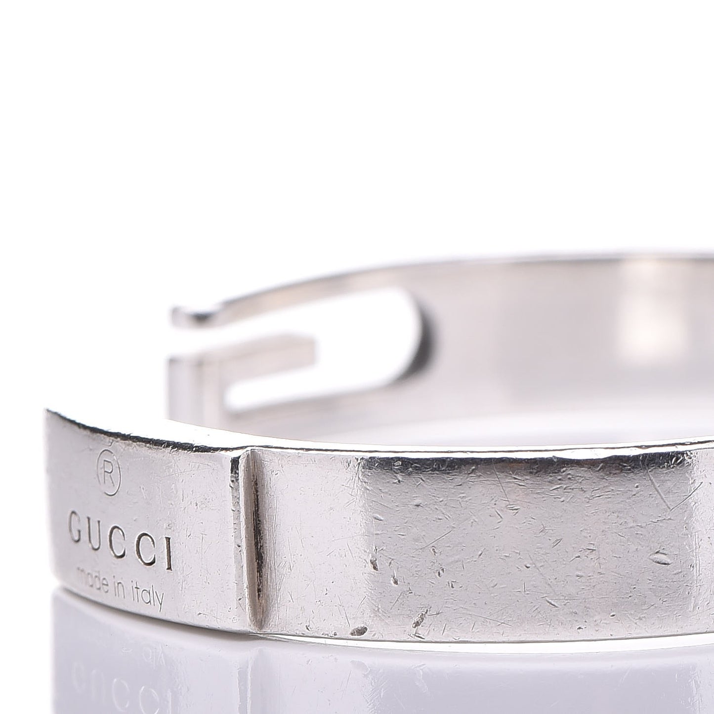 Sterling Silver Cutout Logo Cuff Bracelet