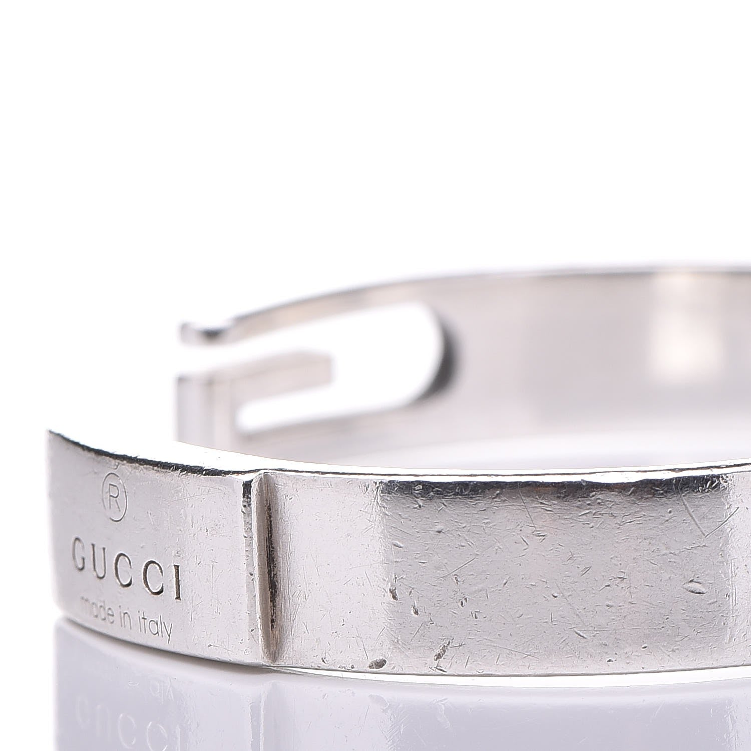 Gucci Sterling Silver Cutout Logo Cuff Bracelet 7 of 8