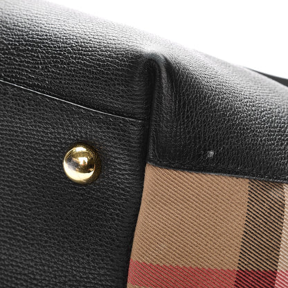 Burberry Derby Calfskin House Check Medium Welburn Tote Black 14 of 14