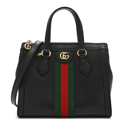 Gucci Textured Calfskin Web Small Ophidia Tote Bag Black 1 of 11