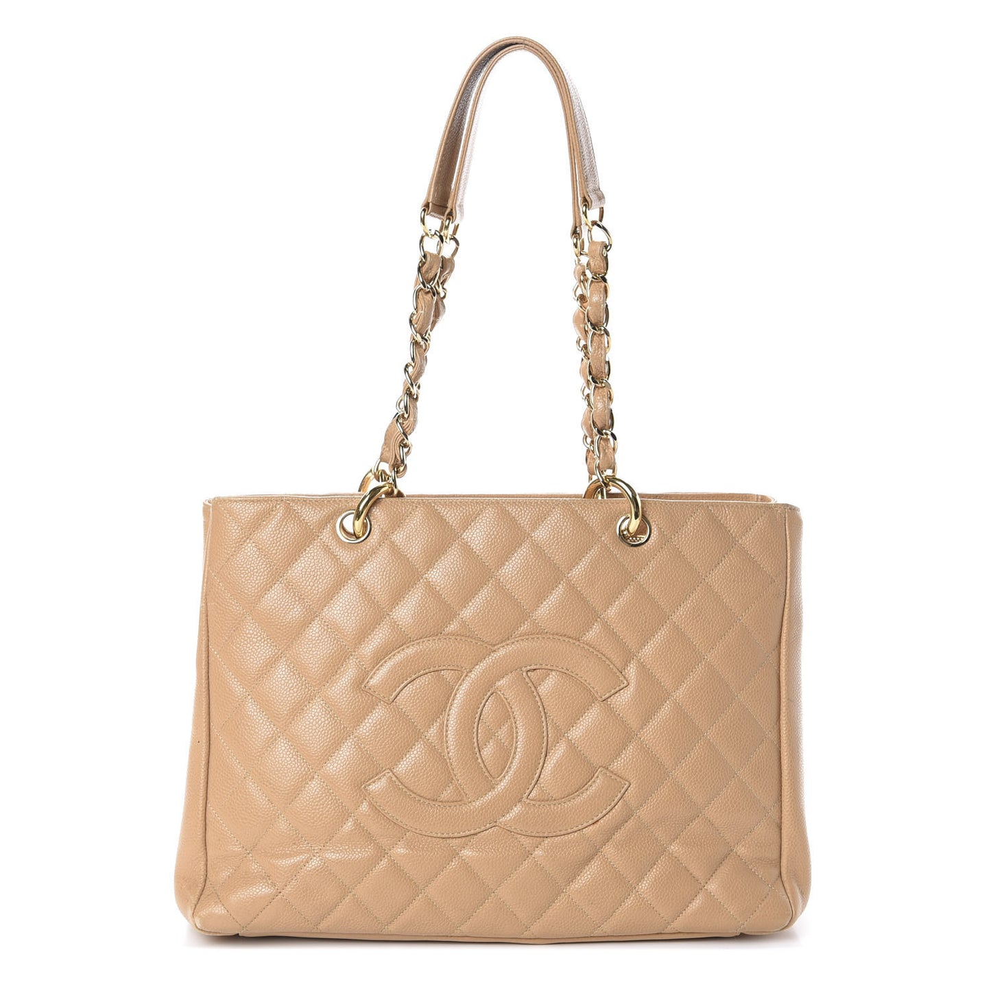 Caviar Quilted Grand Shopping Tote GST Beige