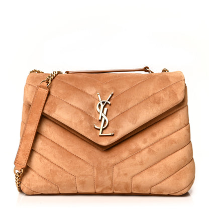 Saint Laurent Suede Calfskin Y Quilted Monogram Small Loulou Chain Satchel Cinnamon 1 of 11