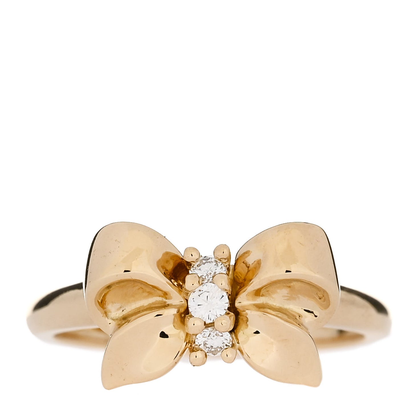 18K Yellow Gold Diamond Bow Ring 50 5.5