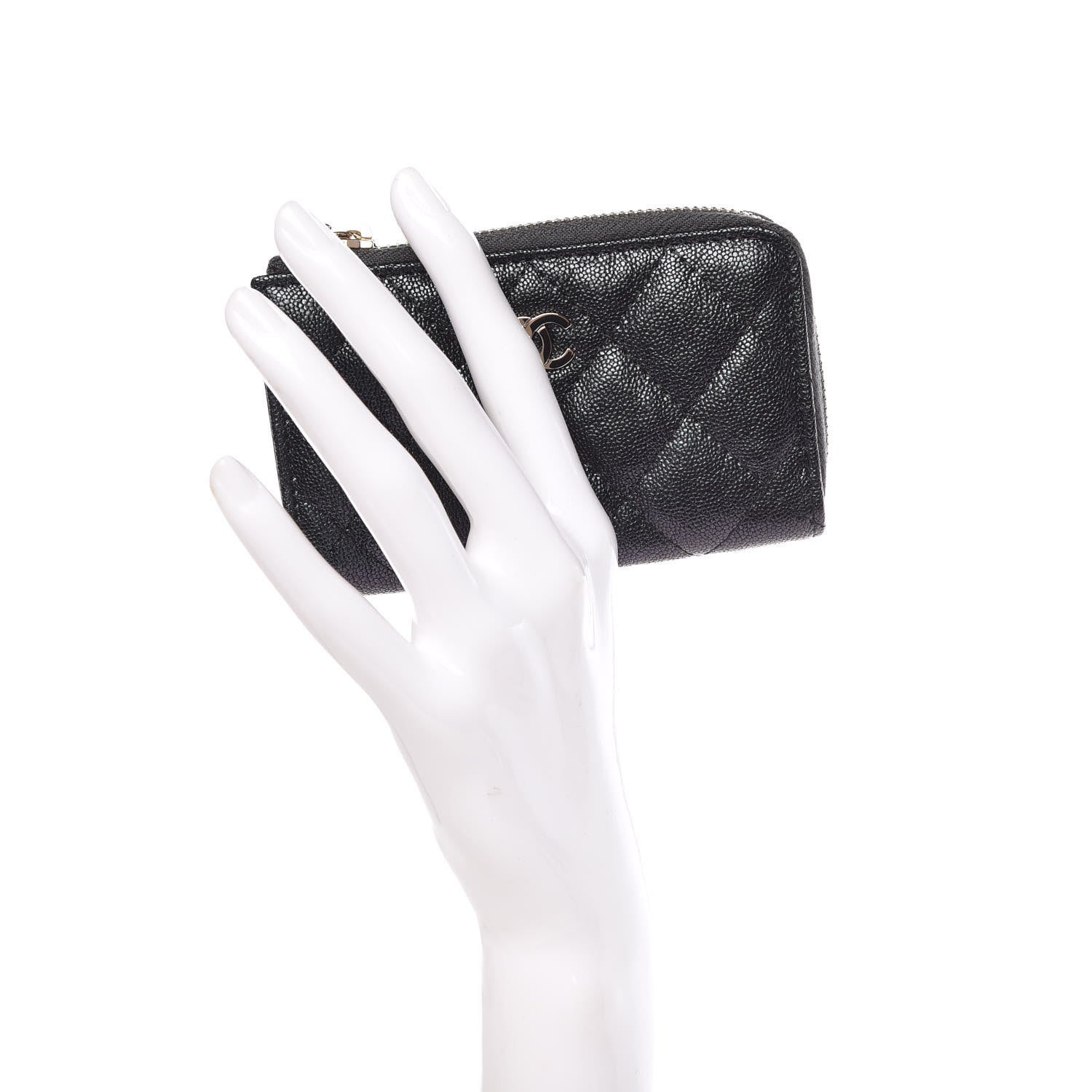 Chanel Iridescent Caviar Quilted Zipped Key Holder Case Black 2 of 8